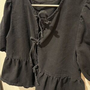 SHEIN Black Ruffle Blouse